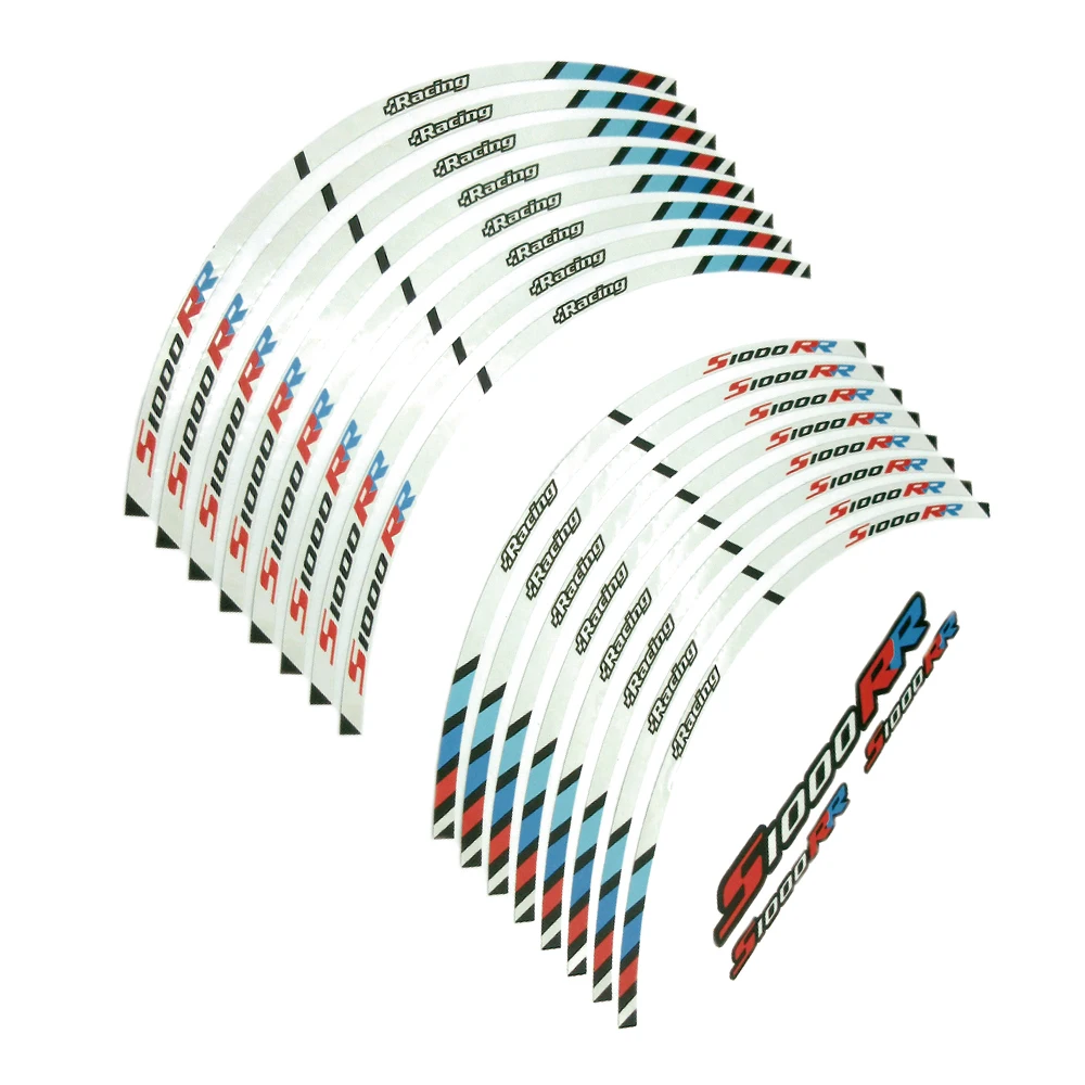 

Motorcycle 17 Inch Thick Edge Outer Rim Sticker Parts Stripe Wheel Reflective Waterproof Decals Set For BMW S1000RR HP4 S1000 RR