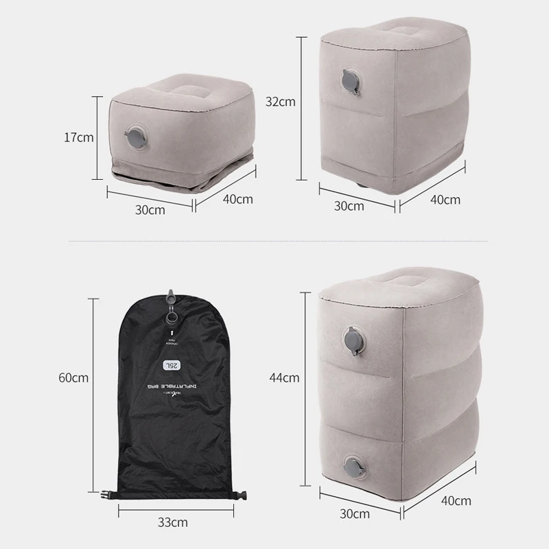 Professional Updated Inflatable Foot Rest for Air Travel Footrest Adjustable Height Travel Foot Pillow on Plane Car Train Office