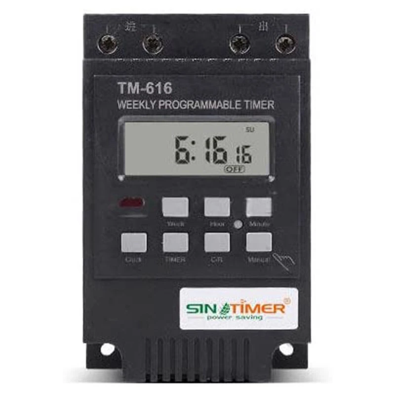 

Программируемый таймер SINOTIMER TM616, 30 А, 4 контакта, 7 дней, таймер на Din-рейке, Цифровой Таймер 110 В, программируемое реле времени переменного тока