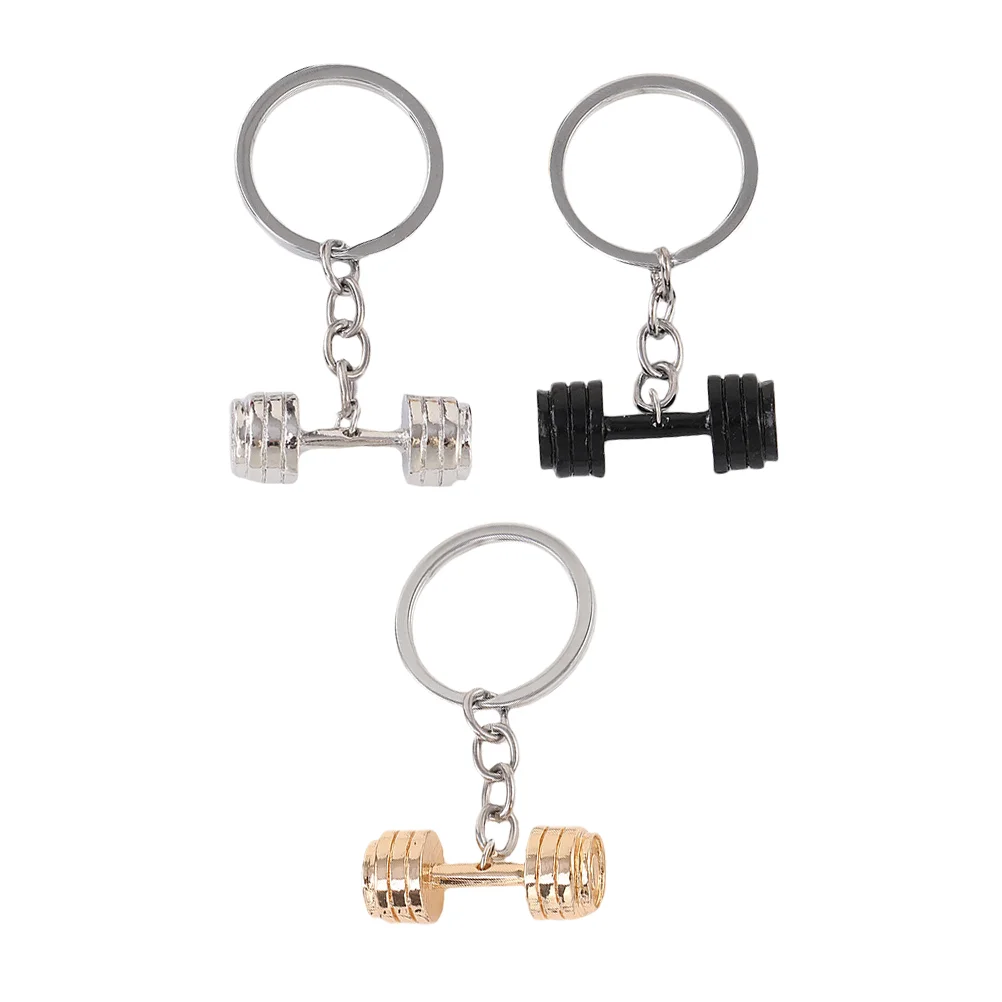 

3 Pcs Dumbbell Key Chains Backpack Keyrings Bag Hanging Decors Key Rings