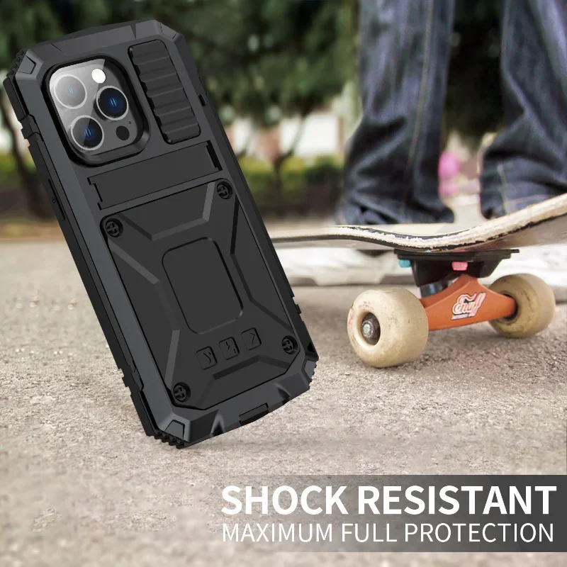 Sleek Luxury Rugged Armor 360° Shockproof Metal Phone Case Cover
