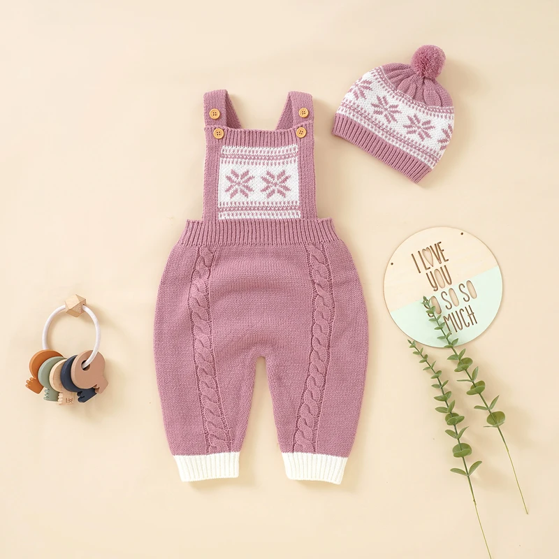 

Baby Rompers Clothes Autumn Winter Sleeveless Knitted Newborn Boys Girls Jumpsuits Hats Caps Outfit Sets Toddler Infant Playsuit