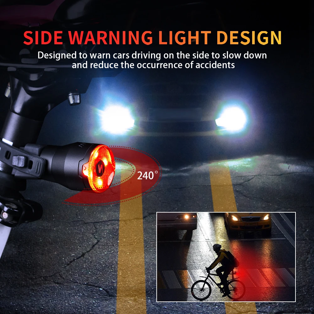 NATFIRE A09 Bicycle Smart Auto Brake Sensing Light USB C Charging LED Cycling Taillight Bike Rear Light Warn Bicycle Taillight 4