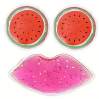 2 Pcs Glitter Sequin Gel Eye Mask and 1lips Ice Pack - Reusable Dual Temperature Eye Patches, Hot & Cold 1