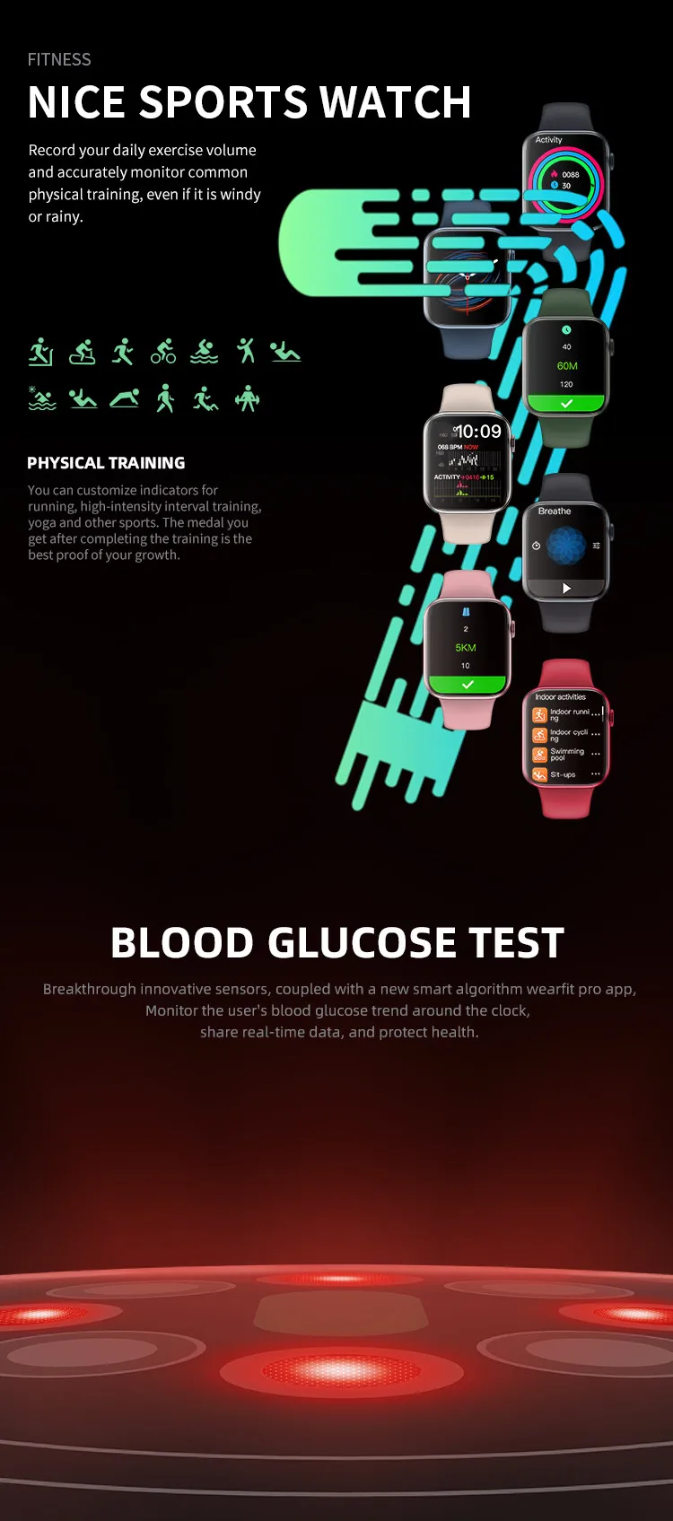 HW37 Series 7 Smart Watch Language Call Blood Sugar Monitoring Caller Information Reminder Music Sports Watch PK W27 Iwo 13 W37