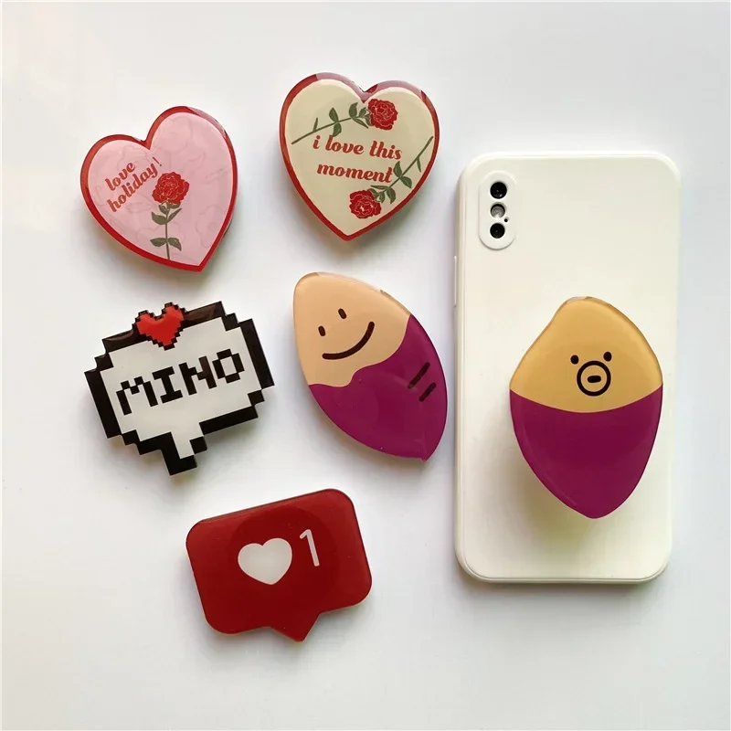 

Universal Cute Finger Ring Phone Holder Stand Foldable Fold Socket Grip Holders Cartoon Sponge Griptok Smartphone Bracket Parts