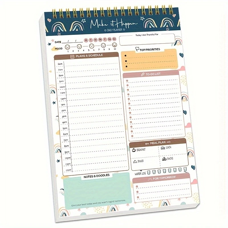 52 Daily Planner Sheets 6.5x10in Spring-Bound Notepad Planner Weekly Planner & Notebook & Schedule Organizer Stationery products 4