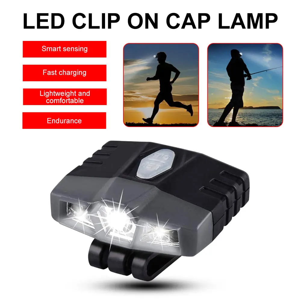 LED Induction Cap Lamp Mini Portable Cap Light 6 Lighting Modes USB