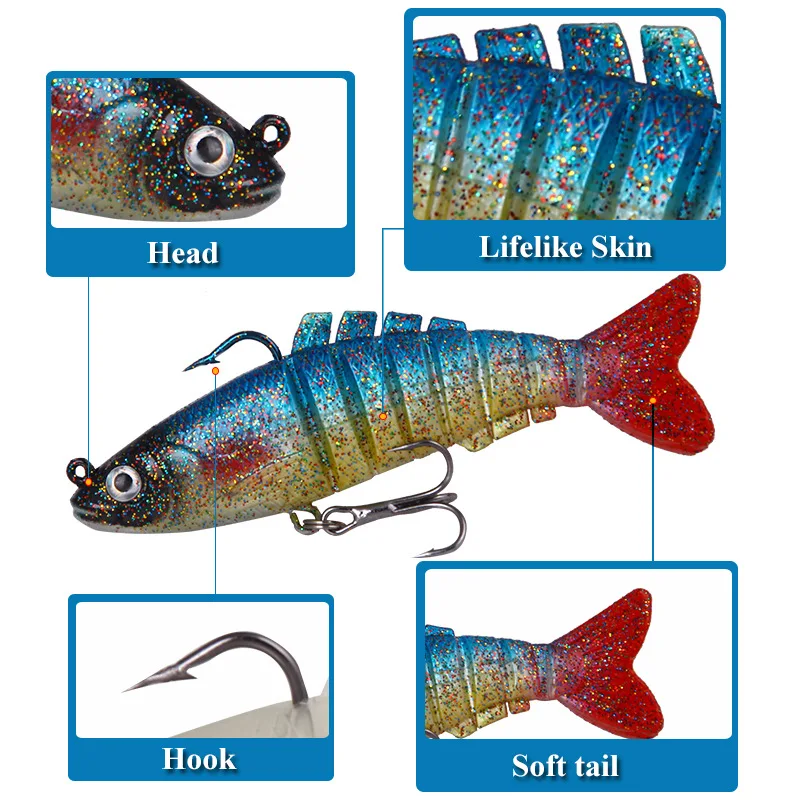 1PCS Wobblers Fishing Lure Multi-section Soft Bait 9cm 17.5g Artificial  Slicone Lure Crankbait Perch Carp Fishing Tackle Bait - AliExpress