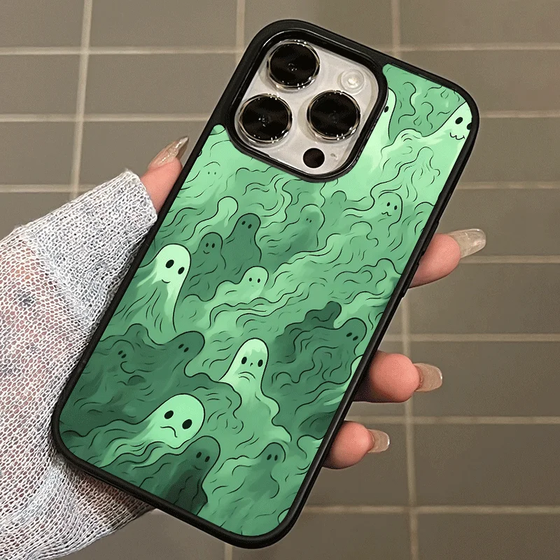 Green Ghost Black Edge Korean INS Style Cute Phone Case