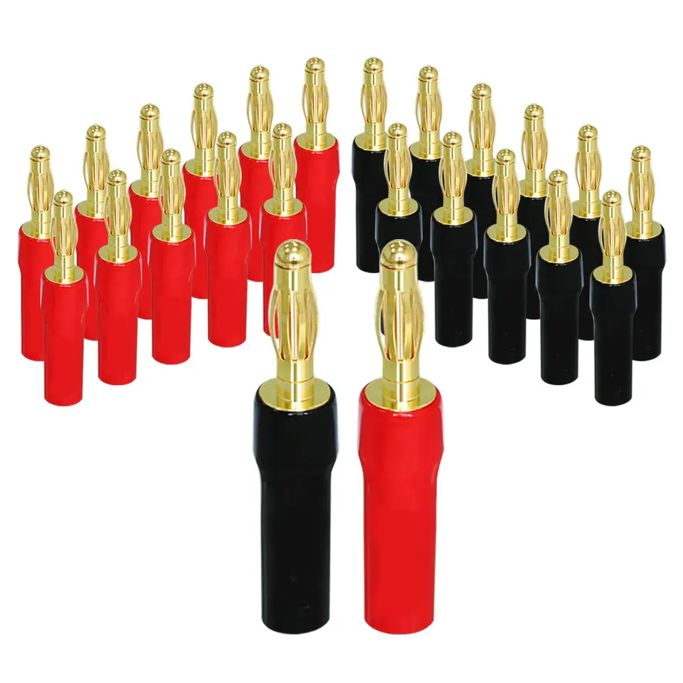 12-Pair Gold Plated Banana Plugs For Speaker Wire - 4mm Screw Type Connectors By FosPower