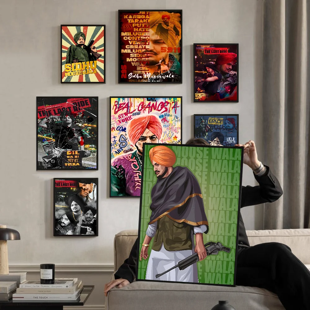 Sidhu Moose Wala Singer Anime Posters Sticky HD Quality Wall Art Retro Posters for Home Kawaii Room Decor Anime Stickers Poster Prints Anime Poster Vintage Posters