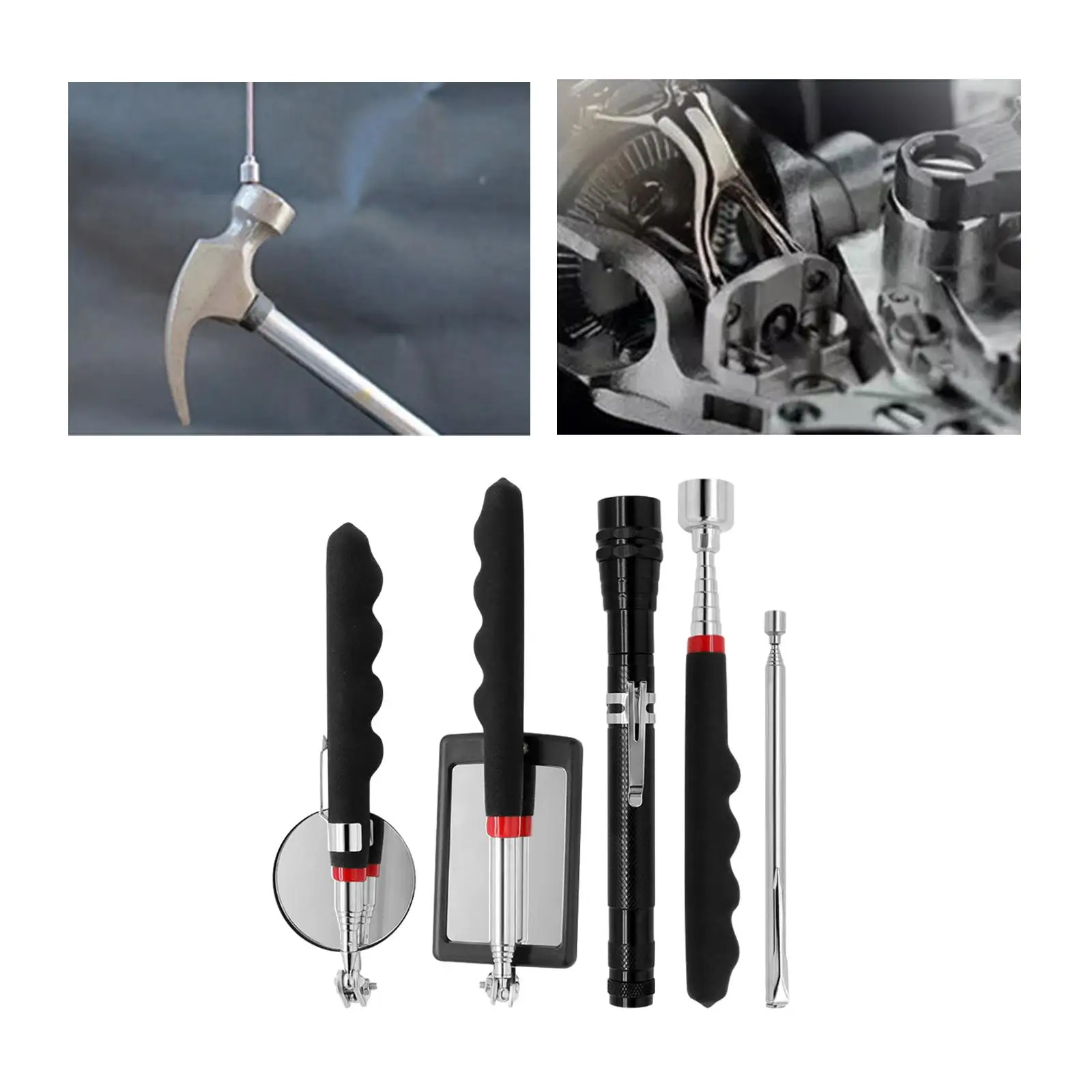 5 Pieces Magnetic Telescoping Grabber Tool Durable for Automobile Parts Men