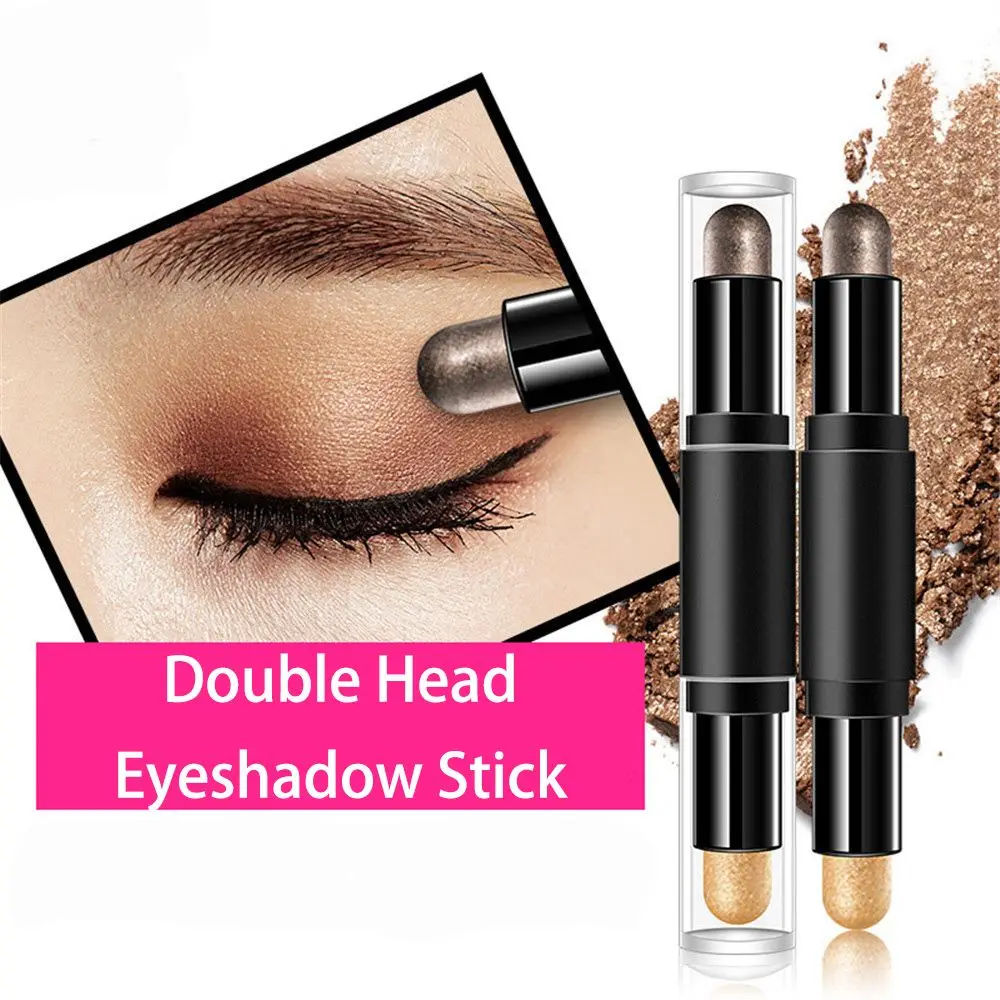 Double Head Eyeshadow Stick Colorful Shimmer High Pigmented Waterproof Cream Eyeshadow Pencil Long Lasting Makeup Cosmetic Eyeshadow Stick