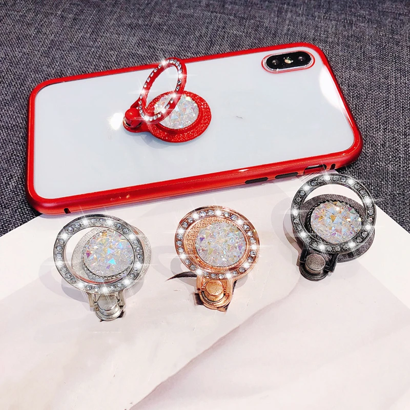 folding desktop phone stand 2022 New Fashion Shiny Rhinestone Phone Ring Stand Finger Holder Gift Mobile Phone Stand Anti-Lost for iPhone iPad Xiaomi Buckle mobile phone holder for car