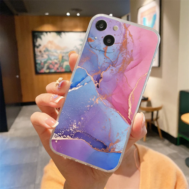 Elegant Marble Transparent Shockproof Silicone Phone Case