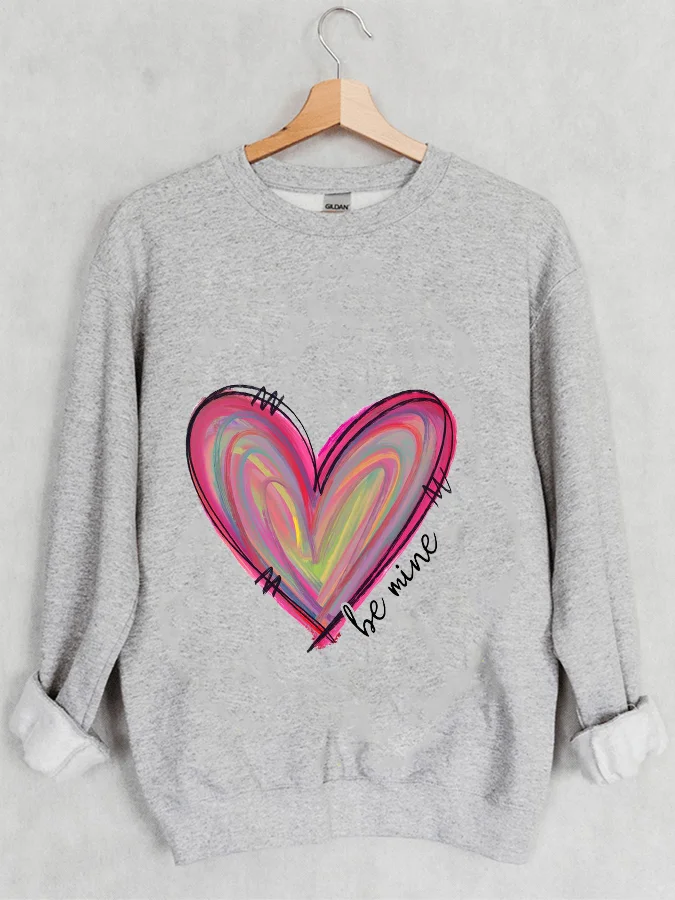 Valentine's Day Love Print Pullover Crew Neck Sweatshirt Oversized Sweat Shirt Girls Casual Sweaters Comstylish Soft Hoodies