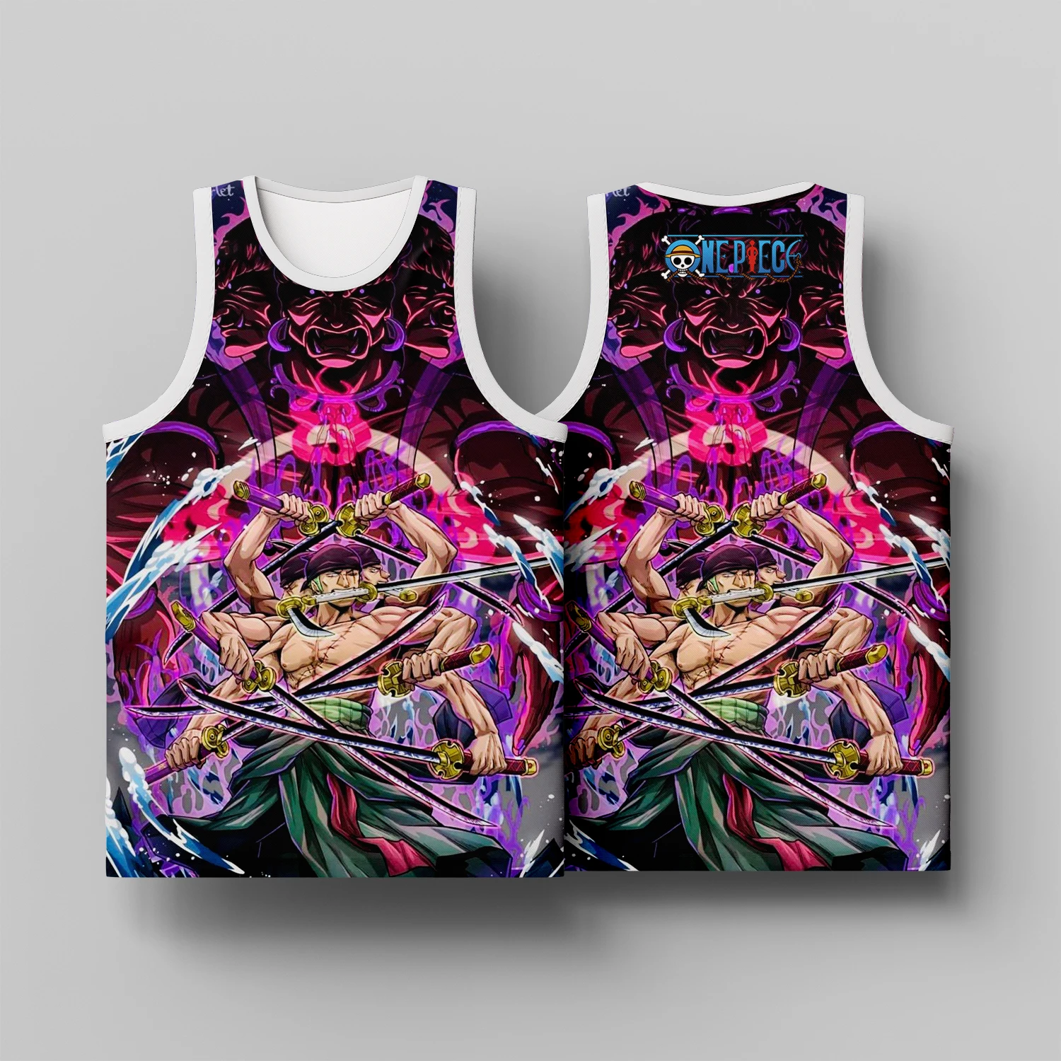 Summer Men's Clothing 3D Printed Luffy Zoro Basketball Vest Sleeveless T-Shirt Breathable Sweat-Absorbent Unisex Size Tops