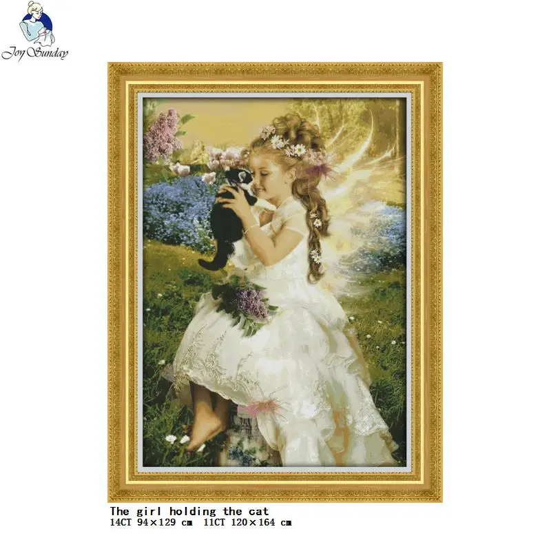 Angel with Wings Series DIY Character Printed Cross Stitch Kit Aida 14CT 11CT White Count Fabric Embroidery Home Decor Painting cross stitch kit