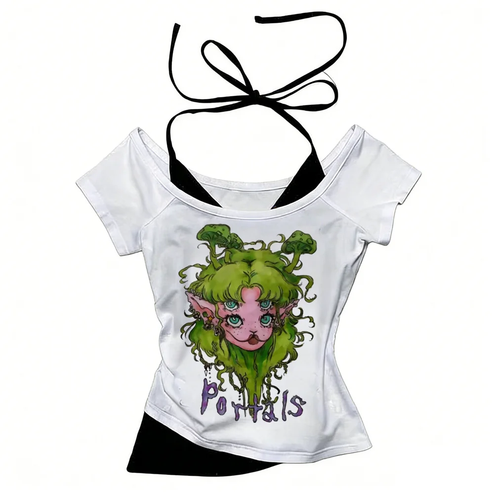 Melanie Matinez Crop Top Damen Kawaii lustiges Grunge Emo Harajuku T-Shirt Goth Kawaii Manga süßes Meme – Detail 10