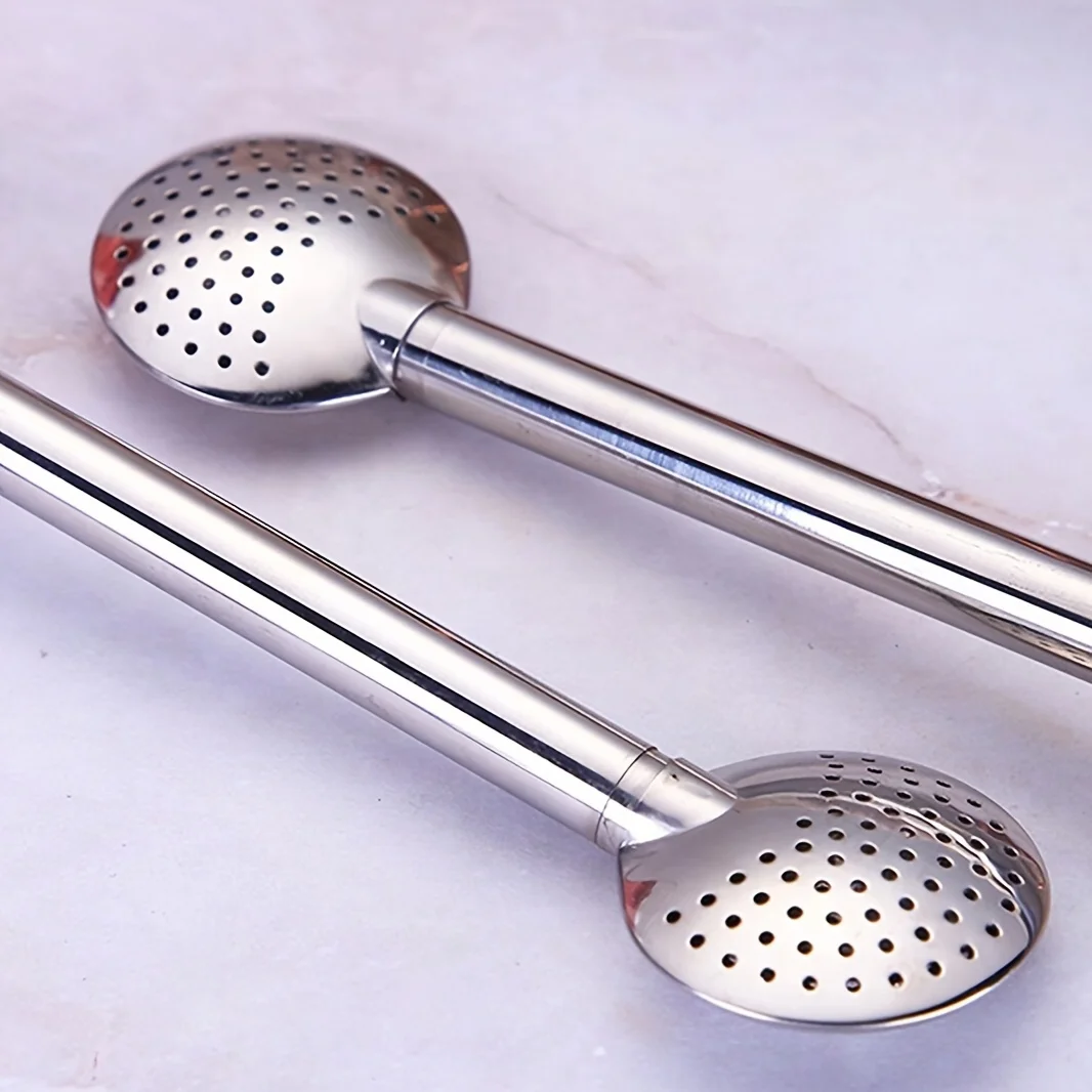 1pc Stainless Steel Straw Spoon Mate Tea Milk Coffee Color Mixing Spoon Straw Creative Filter Scoop Drinking Spoons Filter Straw
