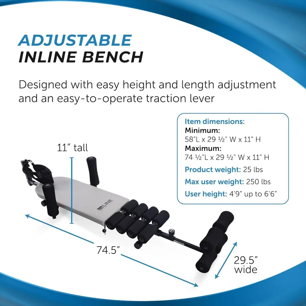 Inline Back Stretch Bench with Cervical Traction-Back and Neck Decompression-Inversion Table Alternative