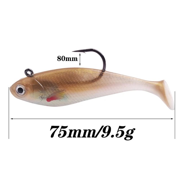 1PCS Jigging Tail Soft Bait 75mm 9.5g Swimbait Wobblers Fishing Lure  Artificial Silicone Baits for