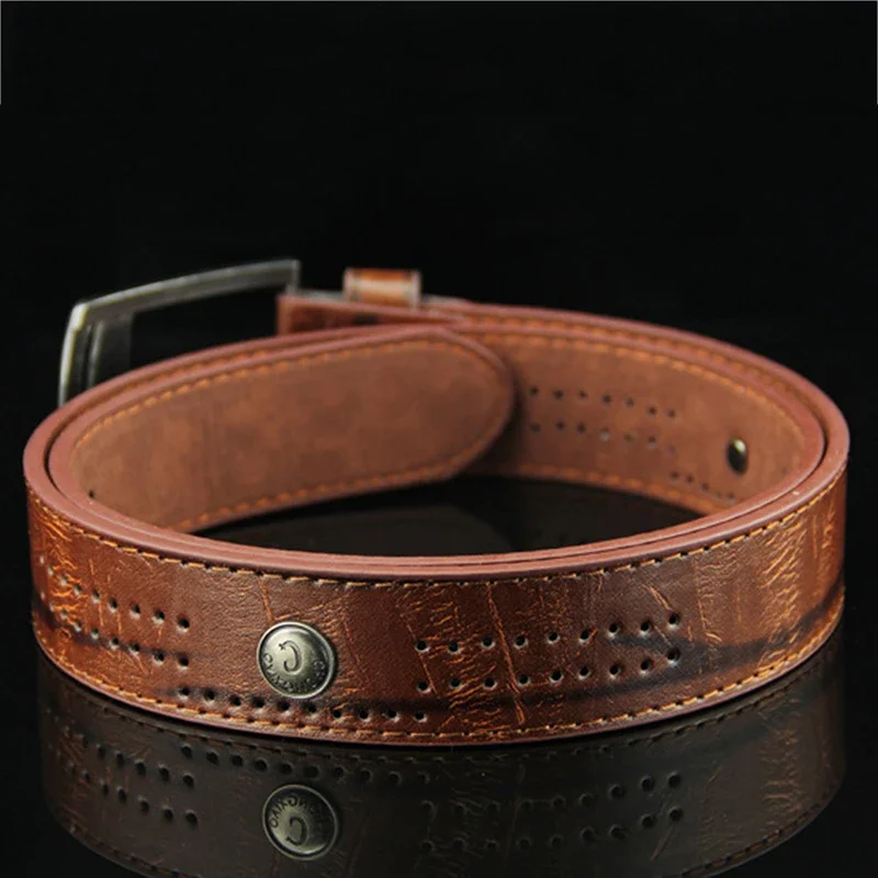 2026 neue männer Casual Gürtel Hohl Niet Breiten PU Leder Gürtel Für Neue Mode Strap Männlich Hohe Qualität Jeans gürtel Punk Stil – Detail 5