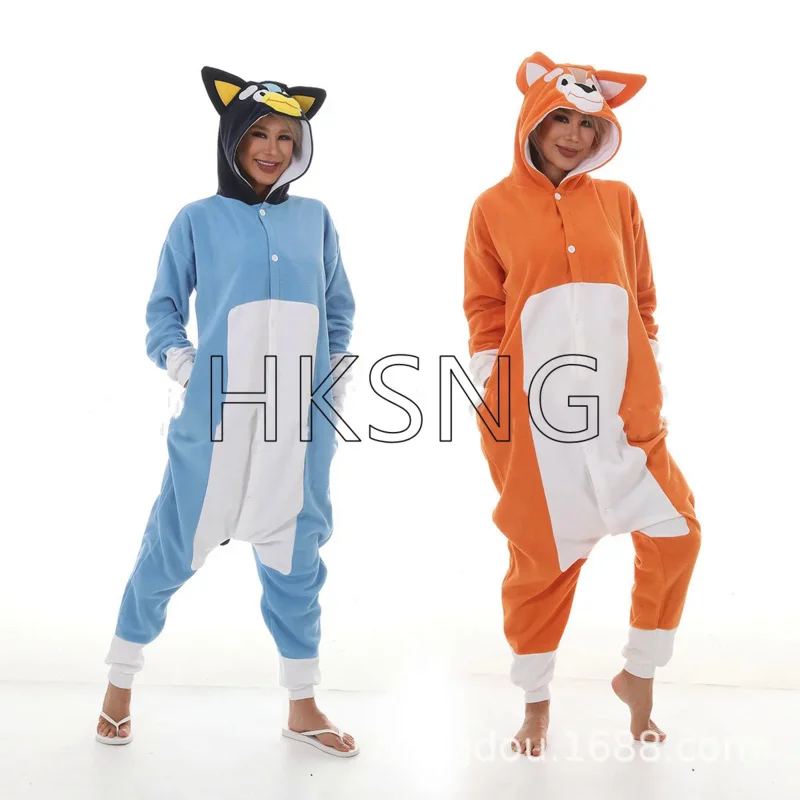 

Fleece New Blue Yellow Dog Kigurumi Adult Onesie Cartoon Pajama Animal Halloween Party Costume Jumpsuits Hooded Pyjamas Suit