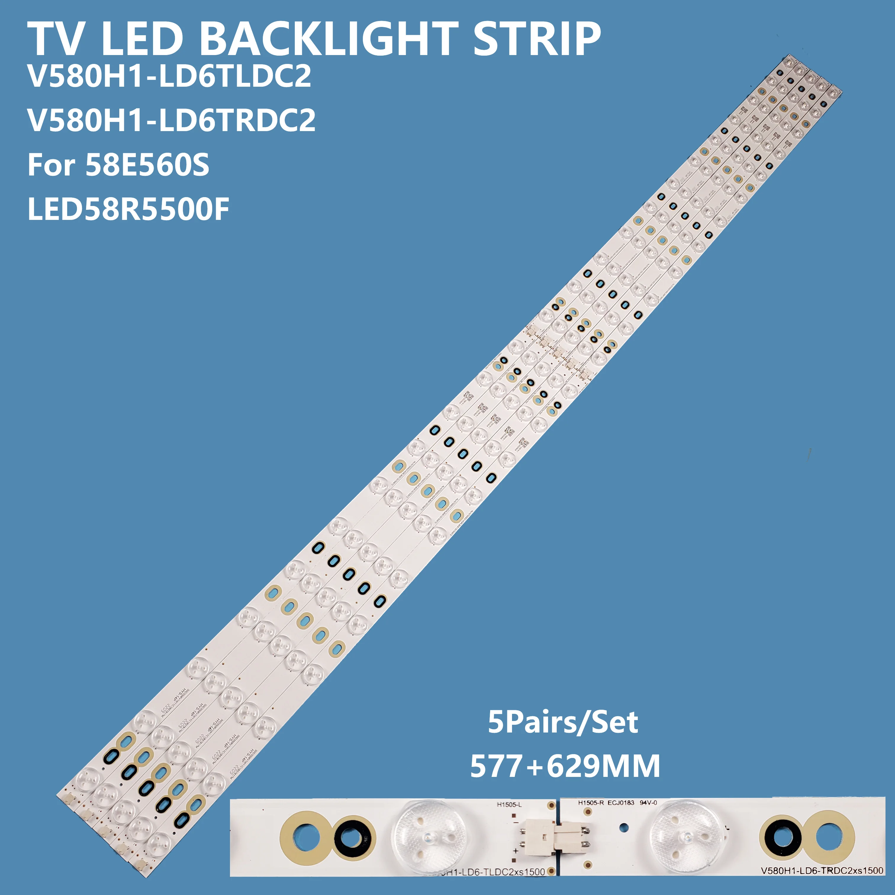 10Pcs/set LED Backlight Bar Strip V580H1-LD6-TRDC2/TLDC2 Bar Light Skywort 58E560S KONKA LED58R5500F for TV Accessories Repair