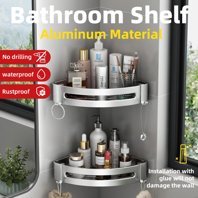 1PC Bathroom Shelf Kitchen Storage Organizer Aluminum Alloy Shampoo Rack  Shower Shelf Bathroom Accessories No Drill Shelf - AliExpress