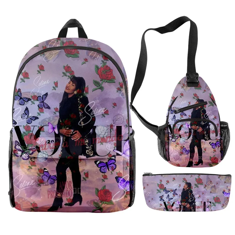 

Selena Quintanilla Cantor Merch 3 pçs/set Saco Escolar de Viagem Saco Lápis Crossbody Bagl Terno Para Crianças Aldult 2024