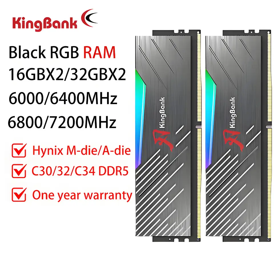 メモリー KingBank RGB RAM DDR5 6800 24GBx2 KingBank Memoria RAM DDR5 6800MHz 24GB 48GB 24GBx2 Gaming Desktop