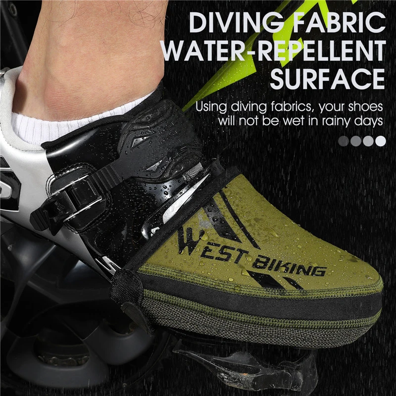 WEST BIKING Bicycle Half Shoe Cover Windproof Non-slip Cycling Boot Cover MTB Road Bike Waterproof Overshoes Bicycle Equipment bicycle shoe covers