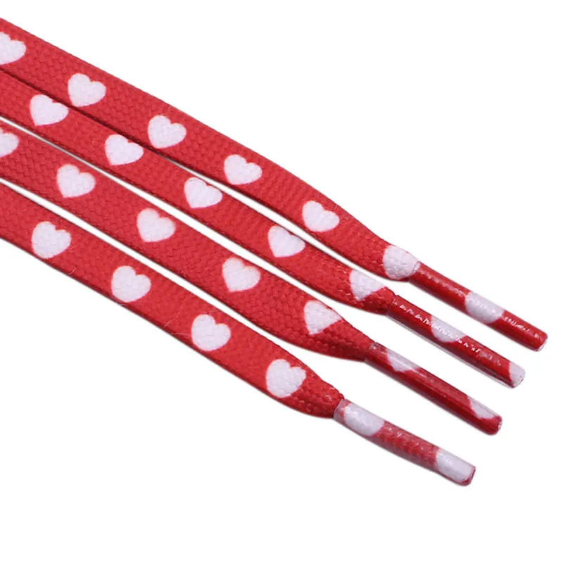 10pairs Lovers Couples Shoelaces 60-180cm Flat Printed Red White Heart Boot Laces Heat Transfer Latchet For AF1 1970s