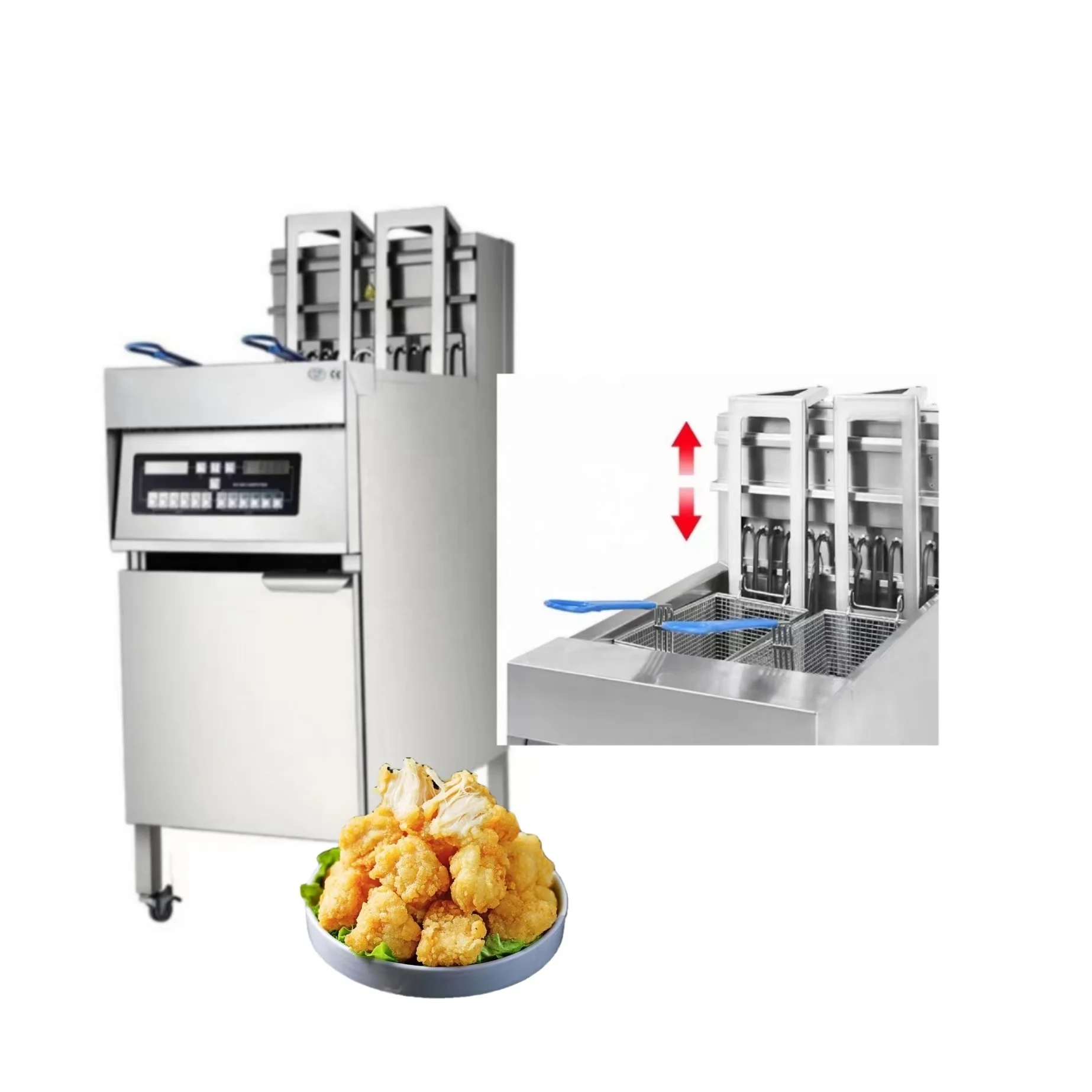 Commercial Hotel Restaurant Non Stick 2 Baskets Electrical Fryer Deep Fryers Frying Machine Industrial Automatic Fryer Machine