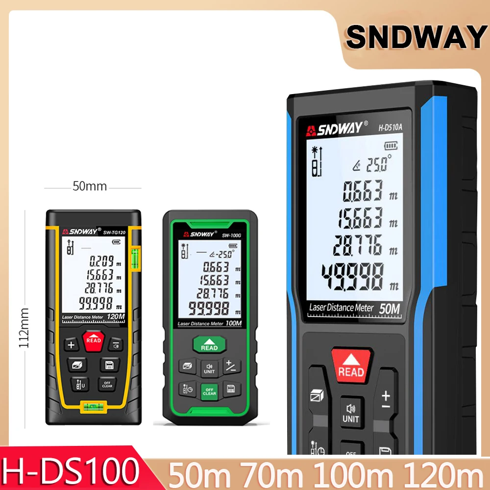 SndwayLaserDistanceMeter50m70m100m120mRangefinderDigitalRange