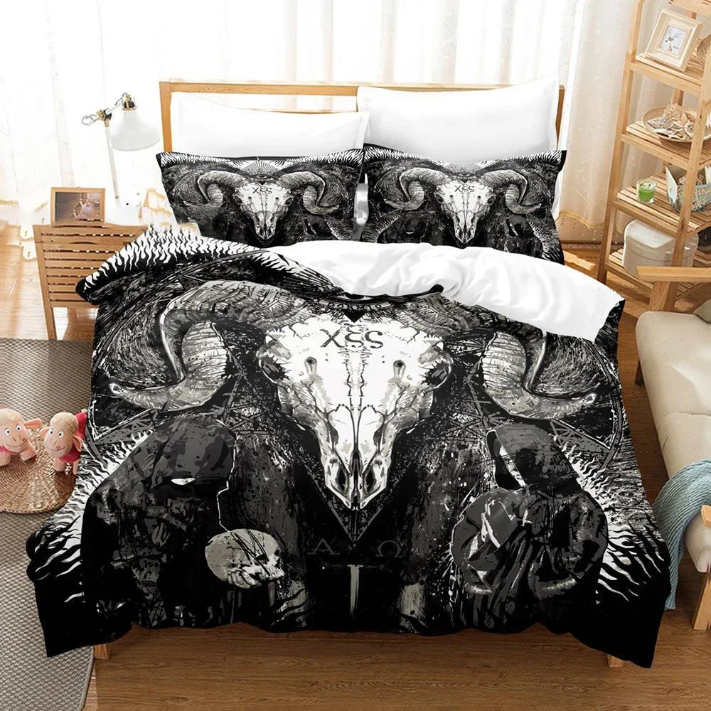 3D Printed Dark Satanic Bedding Set Duvet Cover Bedroom Comforter Covers Single Twin King ​Size Quilt Cover Home Textile 2/3PCS 3