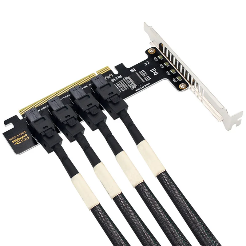 NGFF PCI-E 16X-4 포트 U.2 NVME 분할 확장 카드, SFF-8639/8643 NVME PCIE SSD 어댑터, 메인보드 SSD용