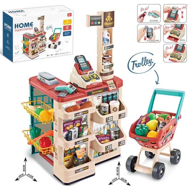 Children's Puzzle Girl Simulation Supermarket Cash Register Electric Multifunctional Parent-Child festival birthday Kid gift Toy 3