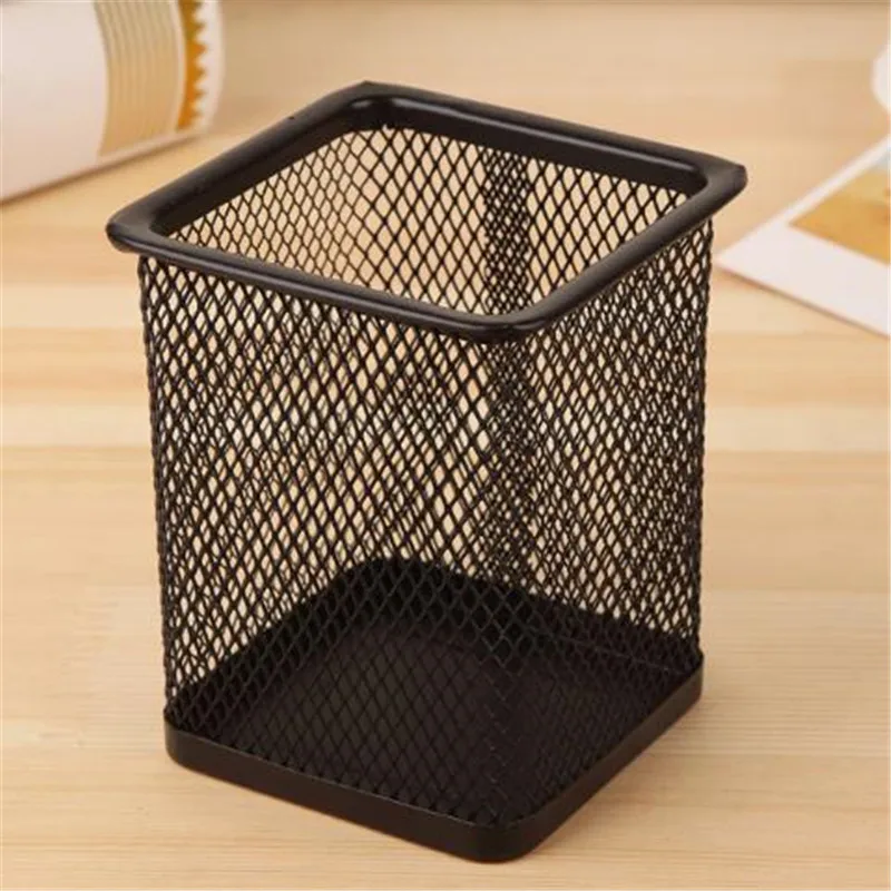 New Pencil Holder Office Desk Metal Mesh Square Pen Pot Cup Case Container Organiser Durable Pencil Case pen holder,stationery organizer,pen pencil case