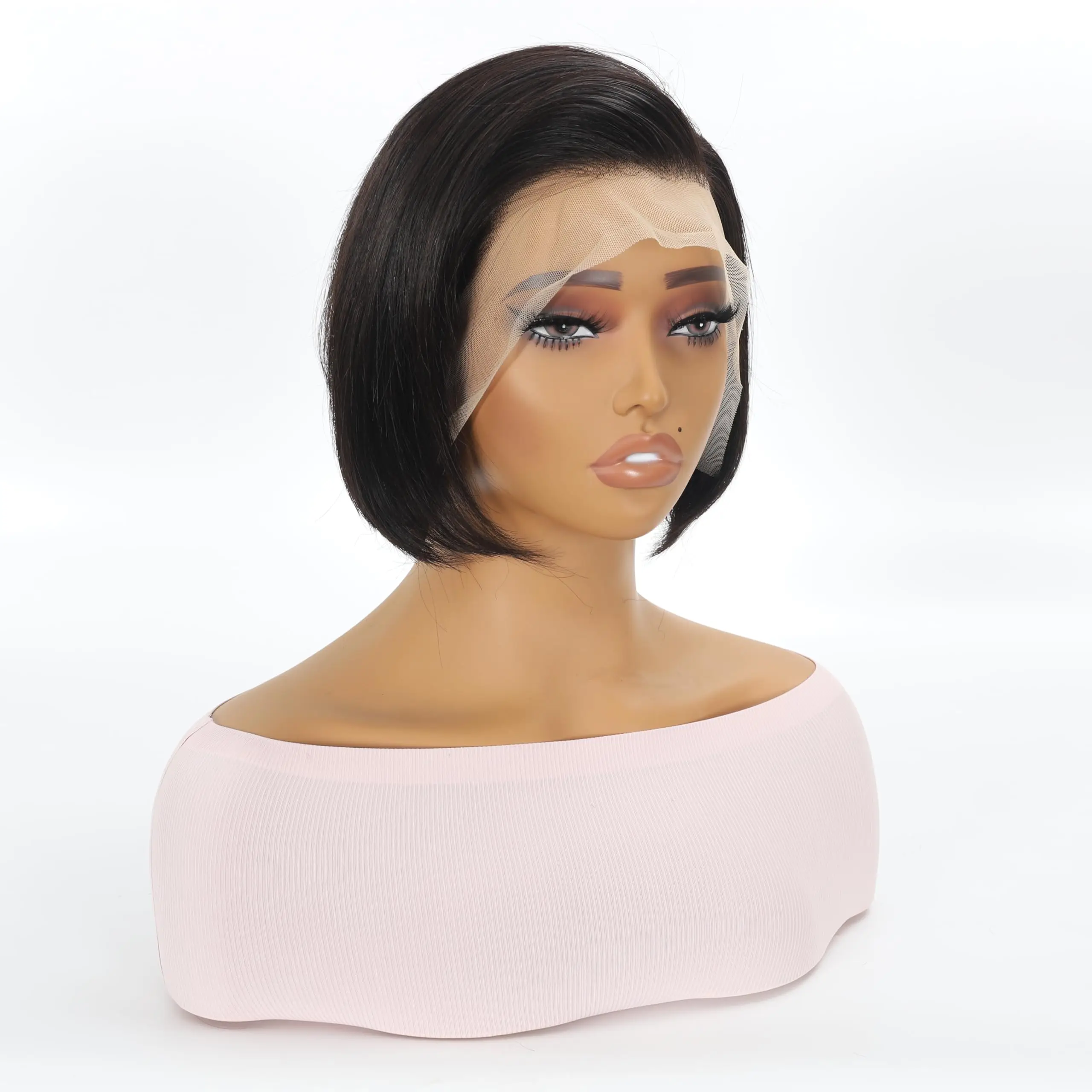 Short Pixie Cut Straight Bob Wigs Human Hair Pre Plucked Transparent Lace Front Human Hair Wig Brazilian Hair 13x4 Short Bob Wig