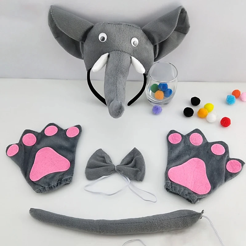 غطاء رأس فيل حيوان كاواي ، إكسسوارات شعر ، حفلة عيد الهالووين ، أداء تنكري ، عصابة رأس مزخرفة