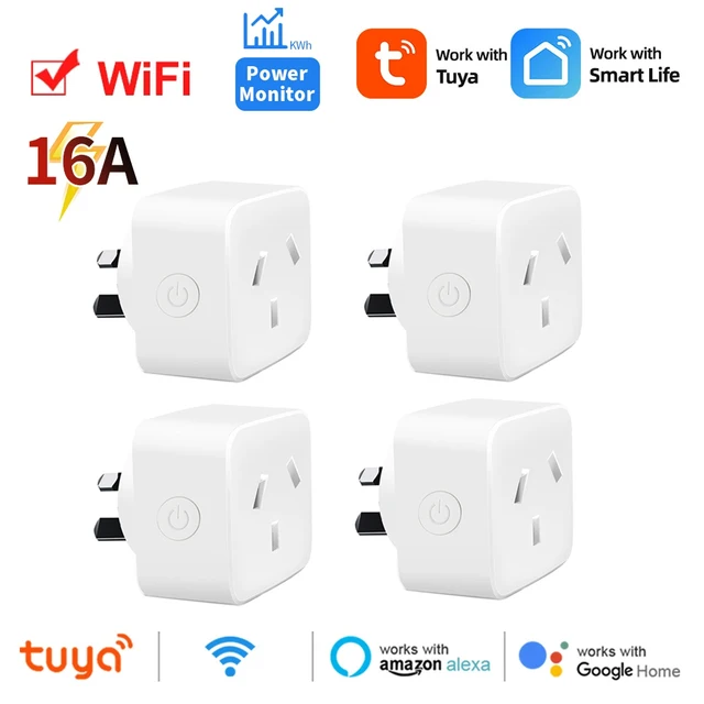 Tuya WiFi สมาร์ทซ็อกเก็ต AU Plug Smart Life App Home Alexa Google Home Voice Control การตรวจสอบพลังงานฟังก์ชั่นจับเวลา Power Outlet 1