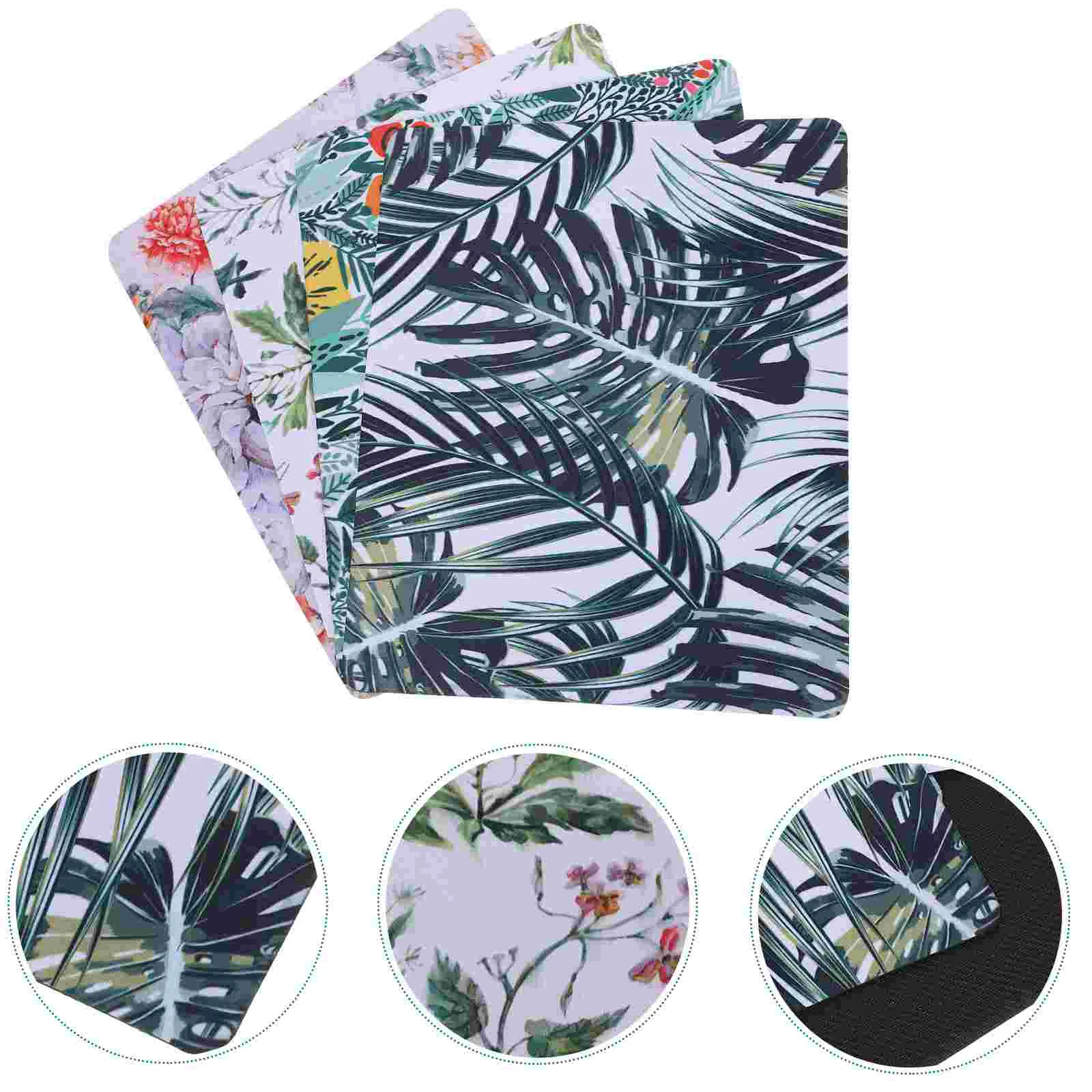 

4 Pcs Mouse Pad for Laptop Watercolor Gaming Mousepad Computer Rubber Decorative Plants