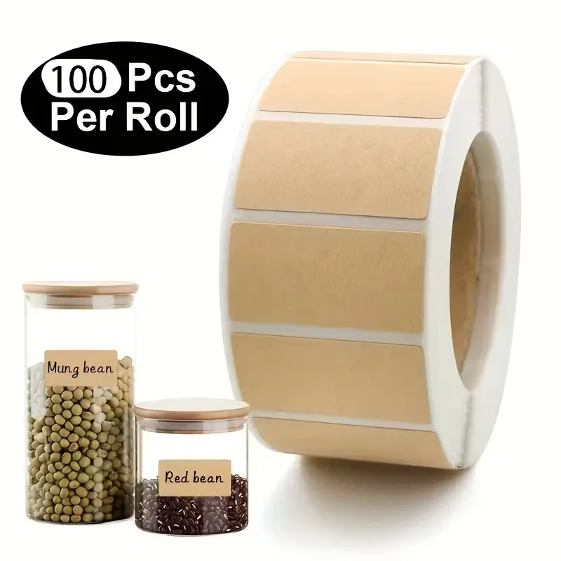 For Office & Packaging: Roll of 100 Self-Adhesive Kraft Paper Labels for Handwriting & Classification - 5