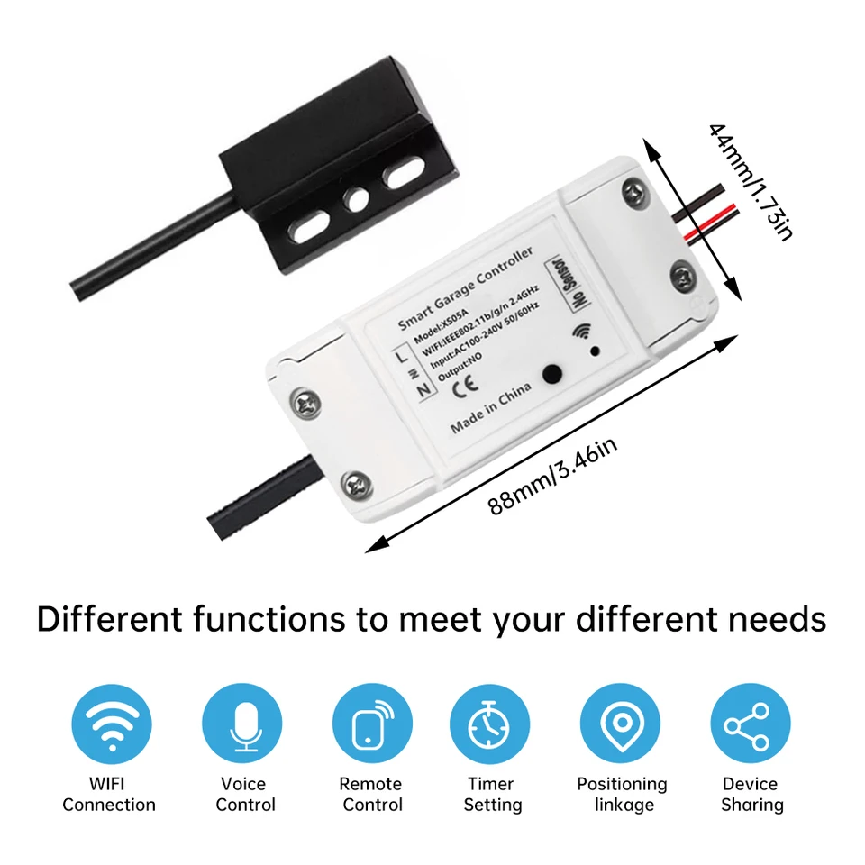 Smart Life Tuya Garage Door Opener Wifi Or Zigbee Wireless Control RF433 Timer Schedule Alexa Google Assistant Compatible