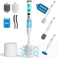 Electric Toilet Brush and Holder Set, 8 in 1 Cleaning Kit with 8 Replaceable Brushes, Hard Nylon and Soft Silicone Brushes, 6 Re