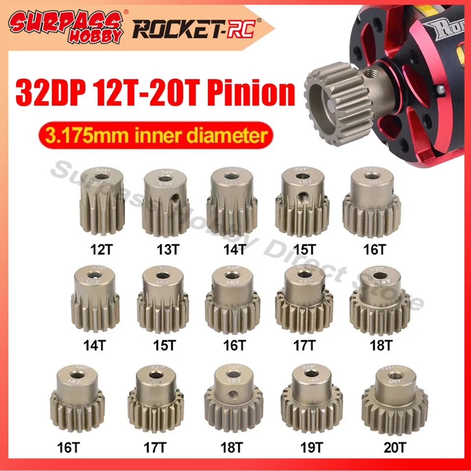 Set 5 Pignoni Motore 3.175mm Per Auto RC 1/8 - 14T 15T 16T 17T 18T In Alluminio Per Motori Brushless E Spazzolati - 5