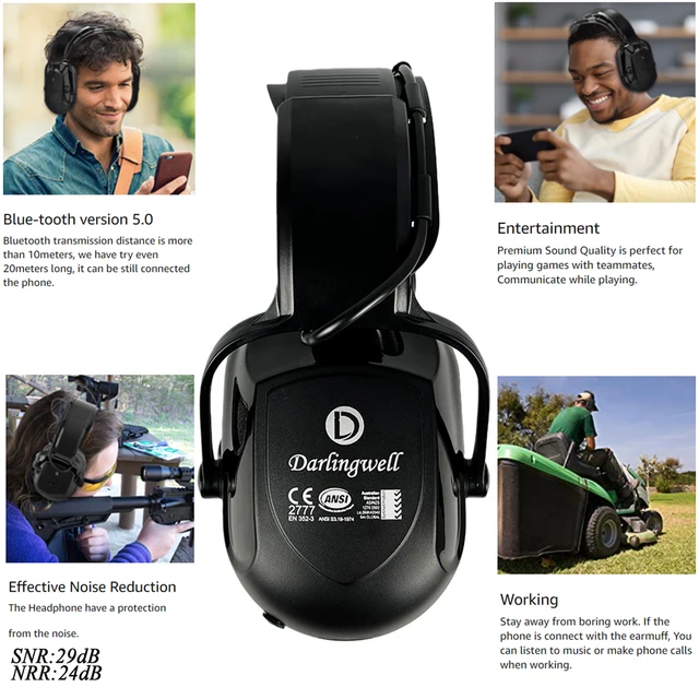 Bluetooth Noise Reduction Earmuffs Wireless Hearing Protection